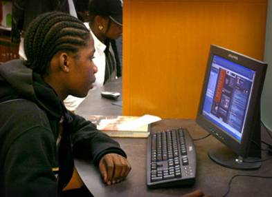 student using computer